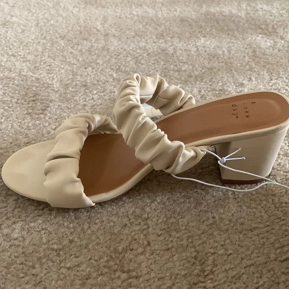 A New Day | Wanda Ruched Block Heeled Sandals - Cream - Picture 7 of 12
